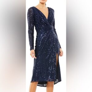 Elegant Navy Sequin Dress